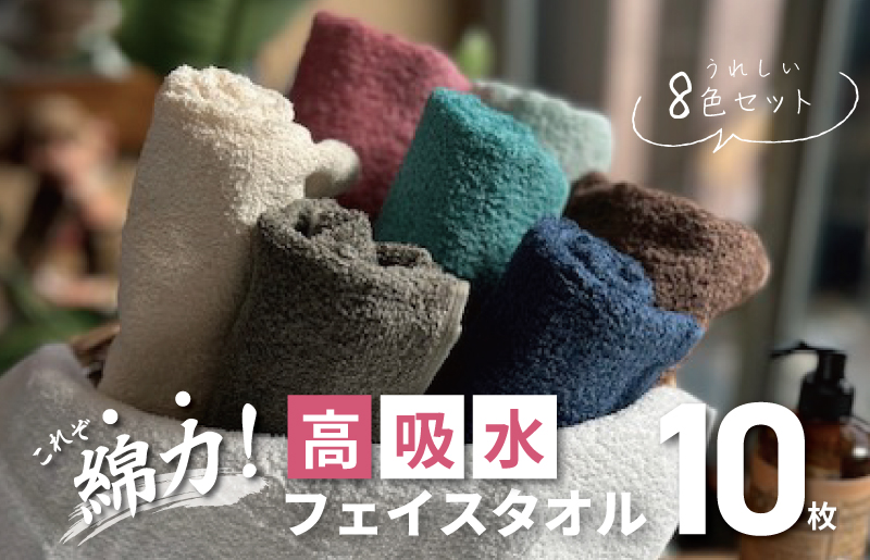 【スピード発送】高吸水 フェイスタオル 10枚セット【これぞ綿力 泉州タオル 国産 吸水 普段使い シンプル 日用品 家族 ファミリー】 010B1372