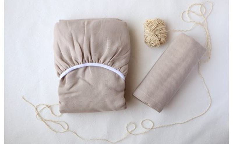 【tissu de coton/ハニカム織】泉州南部織 BED用シングルシーツ＆ピロー（BE） G1950