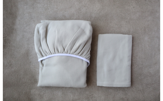 【tissu de coton/ハニカム織】泉州南部織 「ボックス」シングルシーツ＆ピロー（LGY） G1952