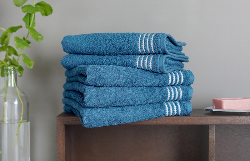 シルキータッチ フェイスタオル ブルー5枚 G2074