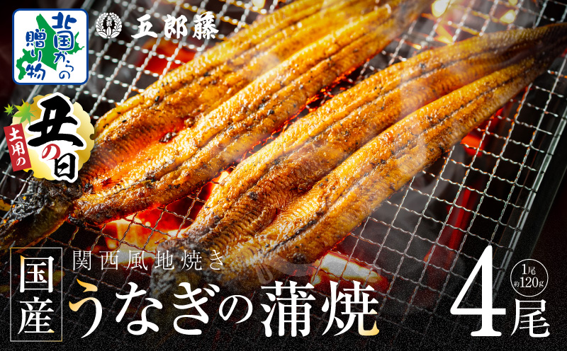 【7/26土用の丑の日】老舗「五郎藤」関西風地焼き 国産有頭旨鰻 計約480g前後【120g×4尾 うなぎ ウナギ 蒲焼き 炭火】 020C402d