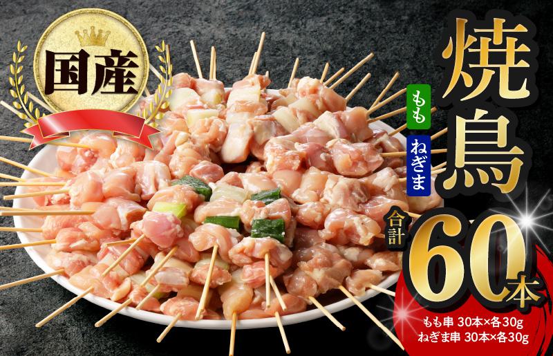 国産 焼き鳥 コンビ 60本セット（ねぎま10本×3パック もも串 10本×3パック） G3636
