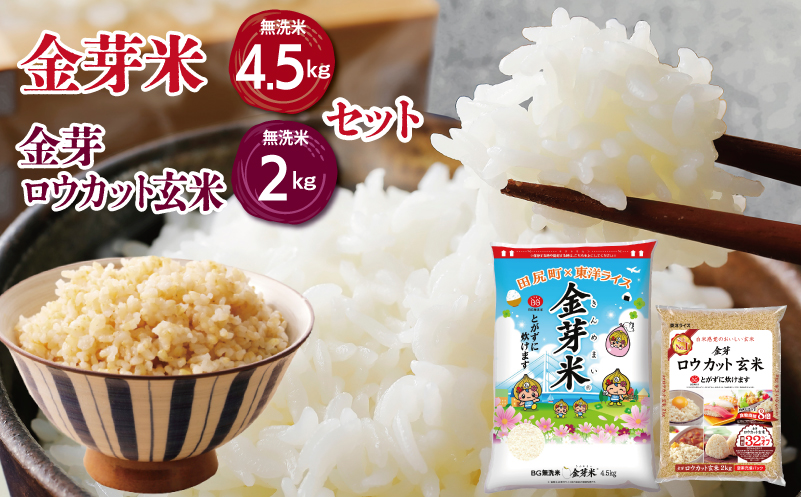 金芽米4.5kg＋金芽ロウカット玄米2kgセット 【ご飯 ごはん お米 精米 金芽米計量カップ付】 099H4352