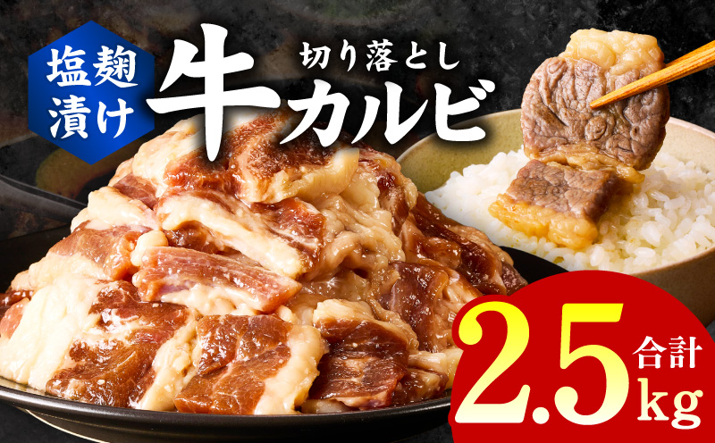 牛カルビ 焼肉用 塩麹漬け 合計2.5kg【味付け 小分け 焼くだけ 簡単調理 BBQ 牛肉 250g×10袋 普段使い】 099H3394
