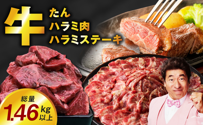 アキラ商店の「人気者！」集めちゃいましたセット【牛タン たん ハラミ はらみ ステーキ セット 牛肉 焼肉用 味付き 訳あり サイズ不揃い】 099H4023