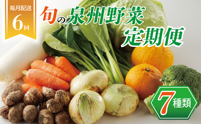 泉州野菜 定期便 7種類×全6回【毎月配送 国産 野菜 やさい 詰め合わせ セット 新鮮 旬 ええもん ていきびん】 099Z113