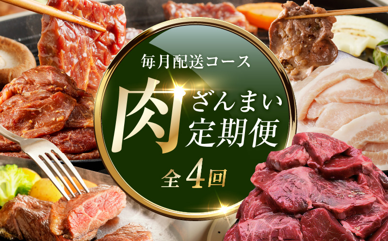 アキラ商店 肉三昧 総量 4kg以上 定期便 全4回【毎月配送コース お楽しみ 焼肉 ていきびん 焼くだけ 小分け BBQ やきにく 数量限定】 099Z127