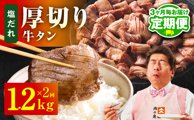 【定期便】厚切り牛タン 1.2kg 秘伝の塩だれ【300g×4P 牛肉 牛タン 牛たん 厚切り牛タン 焼肉 BBQ キャンプ アウトドア 焼くだけ 訳あり サイズ不揃い 小分け 2026年3月＆6月発送 全2回】 099Z430