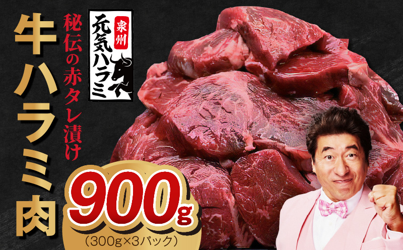【TVで紹介！】牛ハラミ肉 900g 秘伝の赤タレ漬け【小分け 300g×3P 牛肉 焼肉用 焼くだけ 小分け BBQ やきにく】 010B1801
