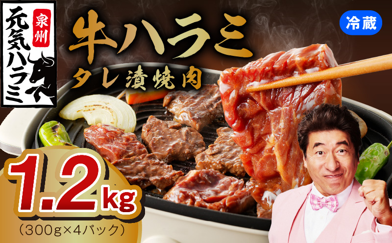 【冷蔵配送】牛ハラミ肉 焼肉用 味付け 1.2kg【小分け 300g×4P 牛肉 焼肉用 焼くだけ 小分け BBQ やきにく】 015B574