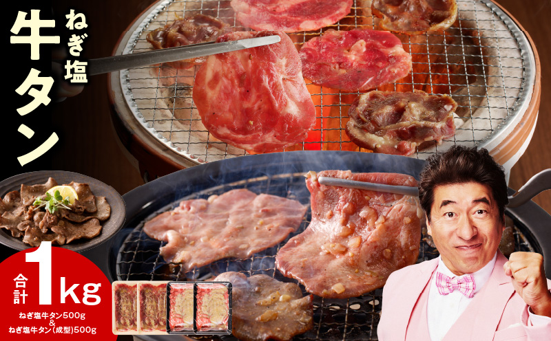 ねぎ塩 牛タン 食べ比べセット 合計 1kg（牛タン 500g／成型牛たん 500g）【焼肉用 焼くだけ 小分け BBQ やきにく】 099H4050