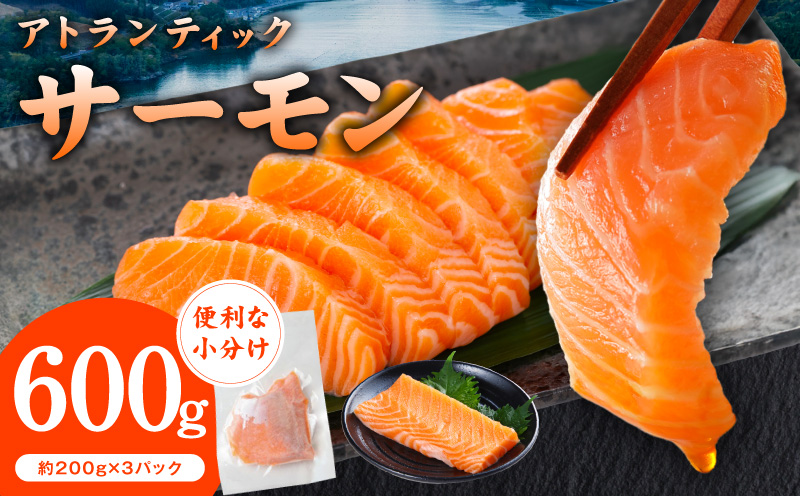 アトランティックサーモン 600g【小分け 200g×3P 柵切り 刺身 魚介 海鮮 さーもん 生食 お試し】 G3544