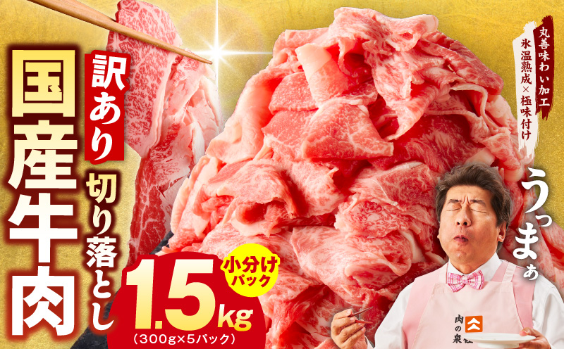 国産牛 切り落とし 1.5kg 小分け 300g×5P【国産 牛肉 氷温熟成×極味付け 訳あり サイズ不揃い カレー 牛丼 野菜炒め 肉じゃが 家計応援】 mrz0363