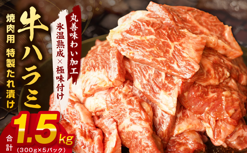 牛肉 ハラミ 1.5kg 小分け 300g×5P【氷温熟成×特製ダレ 味付き 牛肉 訳あり 不揃い 焼肉 BBQ 野菜炒め】 mrz0270