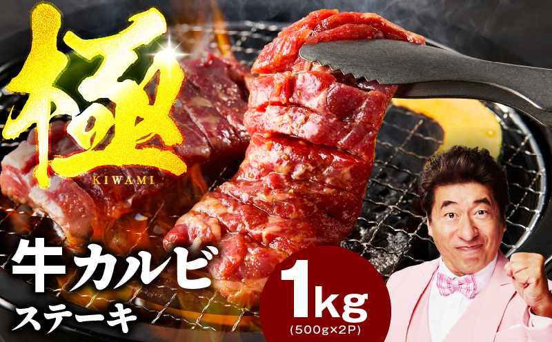 赤身カルビ ステーキ 1kg 焼肉用 500g×2P【氷温熟成×特製ダレ 牛肉 バラ 切り落とし 訳あり サイズ不揃い】 mrz0311