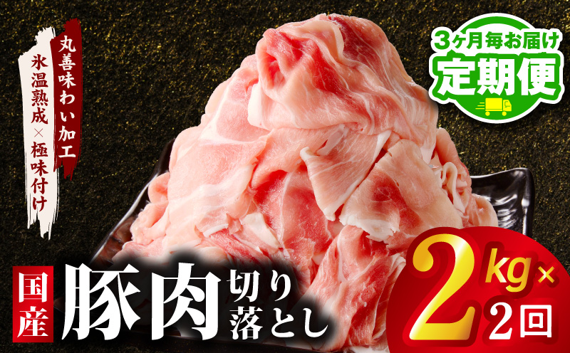 【定期便】国産 豚肉 切り落とし 2kg×全2回【氷温熟成×極味付け 500g×4P ぶたにく 普段使い 野菜炒め 訳あり サイズ不揃い 2026年3月＆6月発送】 mrzZ066