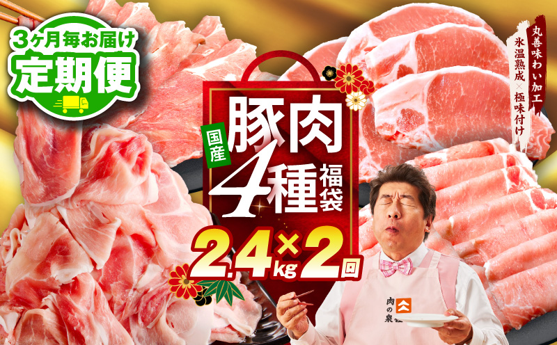 【定期便】国産豚肉 4種 2.4kg×全2回【氷温熟成×極味付け 小分け 300gパック ぶたにく 普段使い 野菜炒め 切り落とし 訳あり サイズ不揃い 2026年3月＆6月発送】 mrzZ072