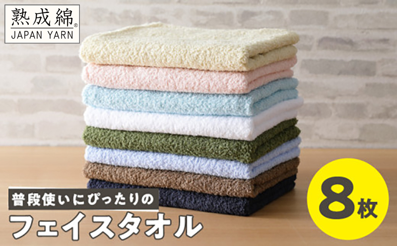 【特別寄附金額】普段使いにぴったり フェイスタオル 8枚 国内製造 泉州タオル【泉州タオル 国産 吸水 普段使い 無地 シンプル 日用品 家族 ファミリー】 knt0040