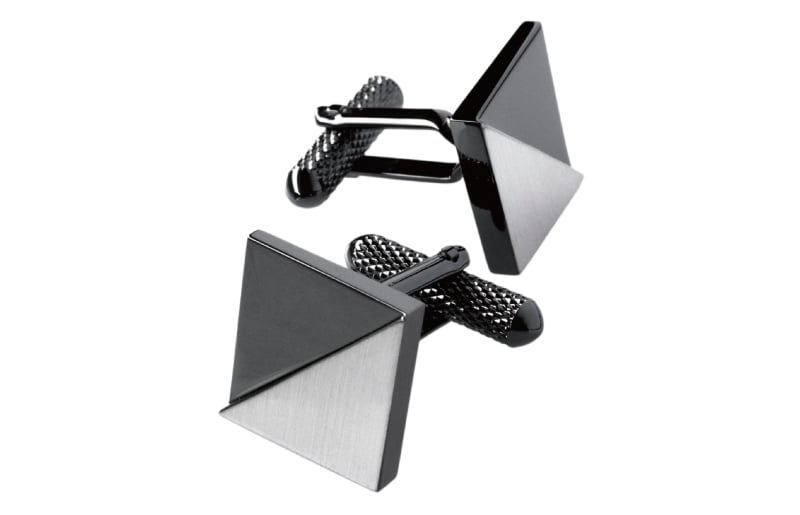 ジオメトリック・スクエアカフス ブラックシルバー G2835