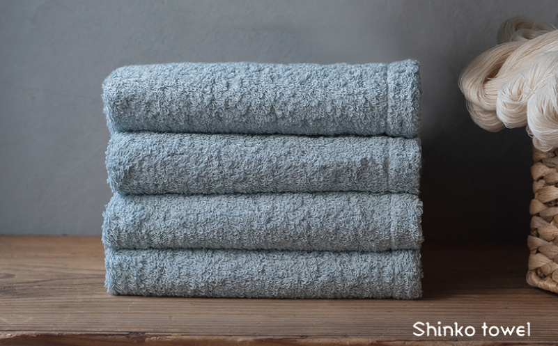 【TVで紹介！】おぅ！え～やん フェイスタオル（ブルー）4枚【泉州タオル 国産 吸水 普段使い 無地 シンプル 日用品 家族 ファミリー】  G3491