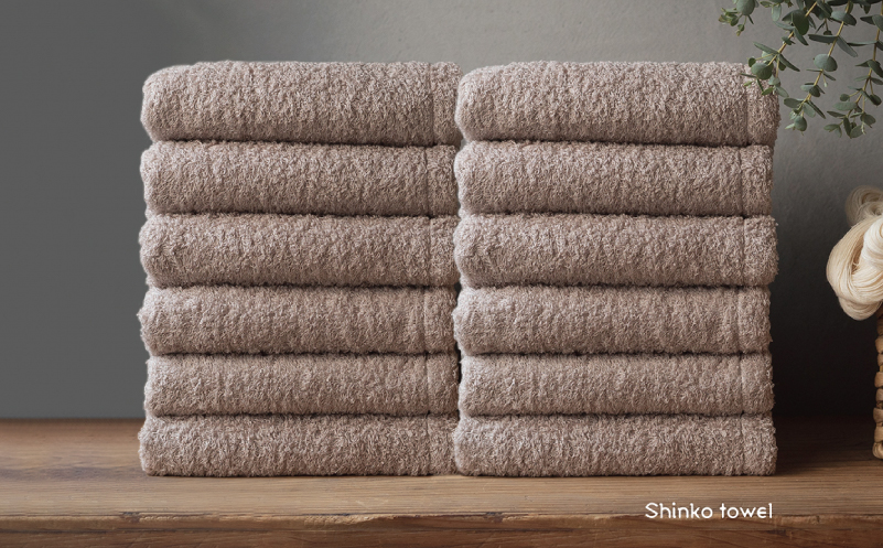 【TVで紹介！】おぅ！え～やん フェイスタオル（ブラウン）12枚【泉州タオル 国産 吸水 普段使い 無地 シンプル 日用品 家族 ファミリー】  G3494