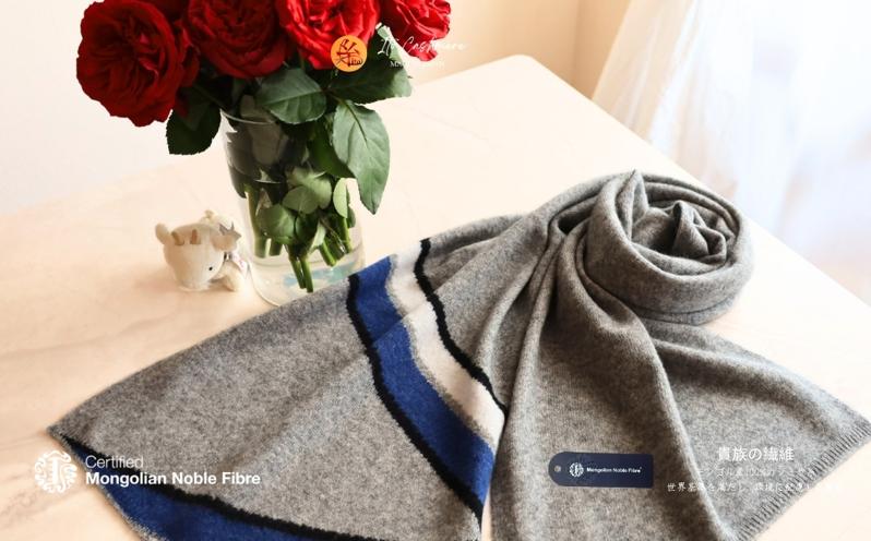 『Noble Fibre』100％カシミヤ・マフラー グレーインターシャ【高級 カシミア おしゃれ ファッション 防寒 かしみあ】 G3319