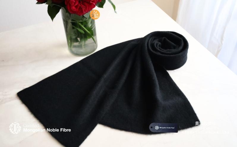 『Noble Fibre』100％ヤク・マフラー ブラック 【高級 おしゃれ ファッション カシミア より暖かい 防寒】 G3336