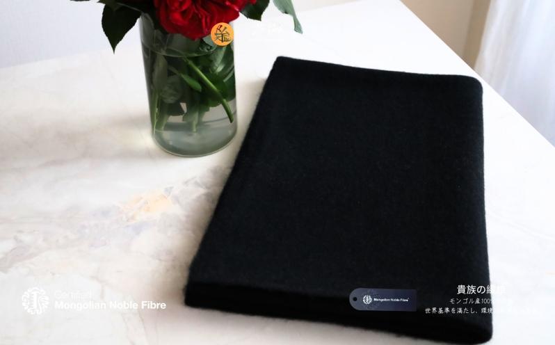 『Noble Fibre』100％ヤク・大判ストール ブラック【高級 おしゃれ ファッション カシミア より暖かい 防寒】 G3338