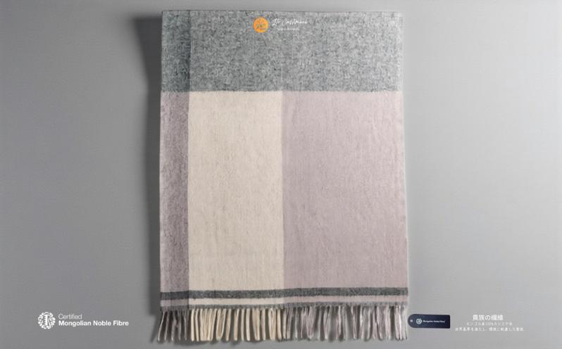 『Noble Fibre』100％カシミヤ・大判ストール 大判チェック フリンジ付き【高級 カシミア おしゃれ ファッション 防寒 かしみあ】 G3567