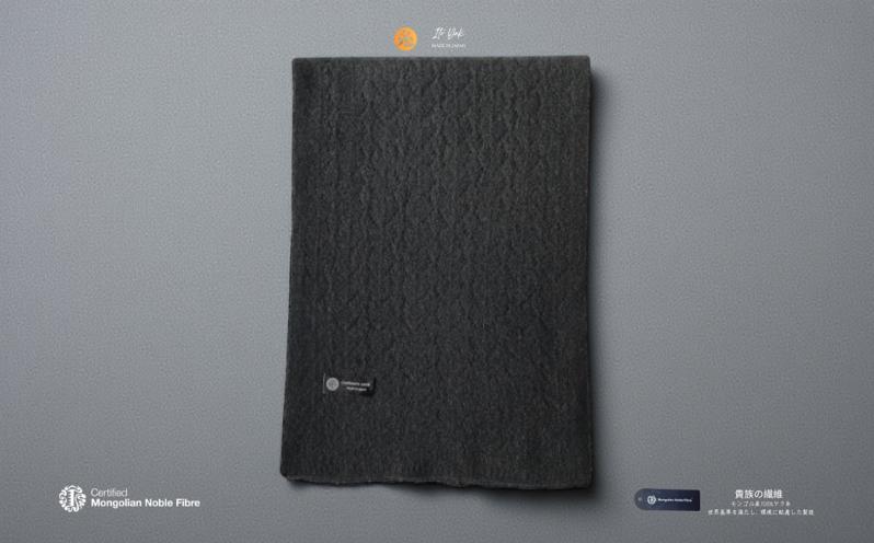 『Noble Fibre』100％ヤク・マフラー メッシュ ブラック【高級 おしゃれ ファッション カシミア より暖かい 防寒】 G3569