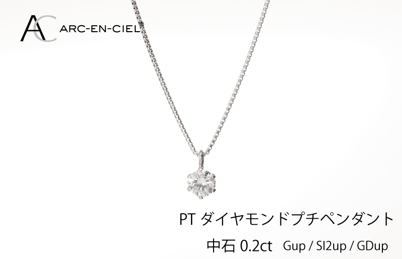 アルカンシェル プラチナ ダイヤ プチペンダント（計0.2ct）【鑑別書付き ジュエリー プレゼント ギフト ファッション アクセサリー 贈り物 贈答 お祝い 記念日】 J013-4