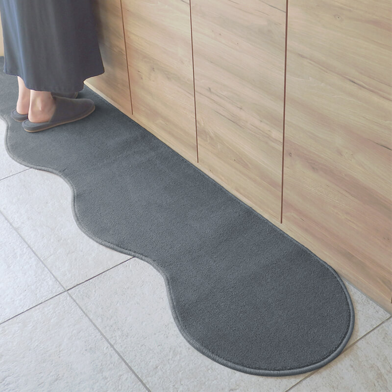 北欧風キッチンマット ラグマットタイプ 45×150cm ピーナッツ型 スチール 抗菌防臭 SEK 織人しきもの屋工房 diw0007