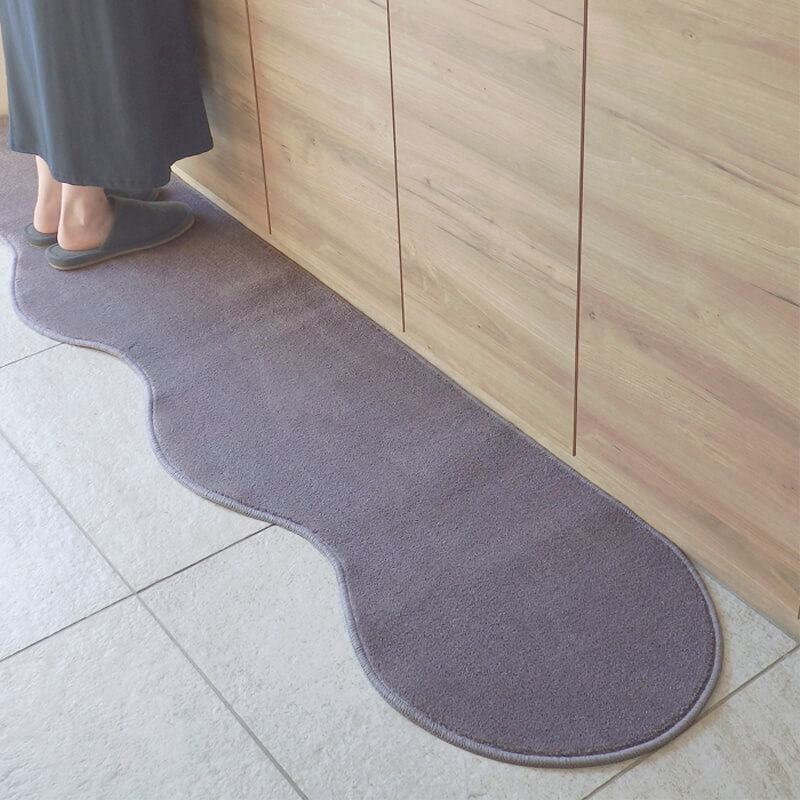 北欧風キッチンマット ラグマットタイプ 45×150cm ピーナッツ型 モーブ 抗菌防臭 SEK 織人しきもの屋工房 diw0013