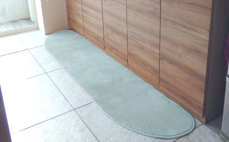 北欧風キッチンマット ラグマットタイプ 45×150cm ゆりかご型 アッシュミント 抗菌防臭 SEK 織人しきもの屋工房 diw0017