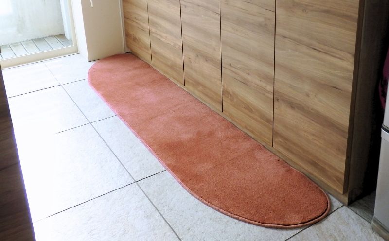 北欧風キッチンマット ラグマットタイプ 45×150cm ゆりかご型 ライトマホガニー 抗菌防臭 SEK 織人しきもの屋工房 diw0024