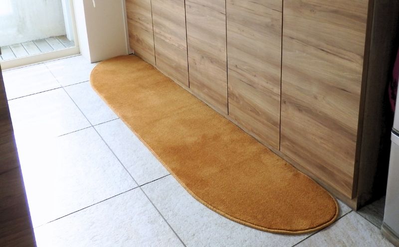 北欧風キッチンマット ラグマットタイプ 45×150cm ゆりかご型 オーカー 抗菌防臭 SEK 織人しきもの屋工房 diw0025