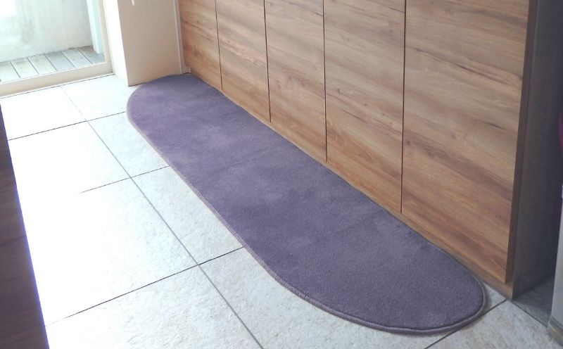 北欧風キッチンマット ラグマットタイプ 45×150cm ゆりかご型 モーブ 抗菌防臭 SEK 織人しきもの屋工房 diw0027