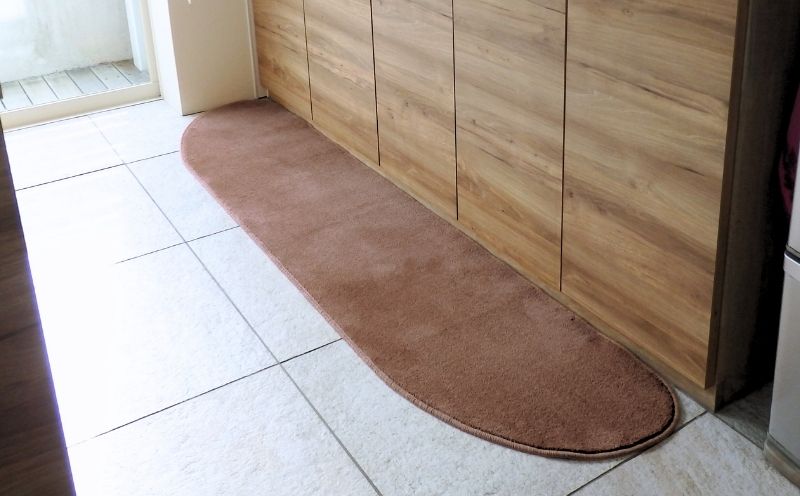 北欧風キッチンマット ラグマットタイプ 45×150cm ゆりかご型 ココア 抗菌防臭 SEK 織人しきもの屋工房 diw0028