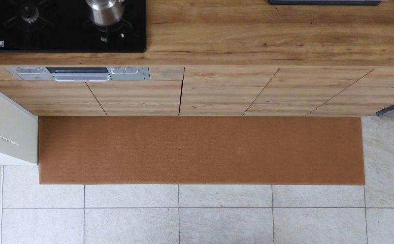 北欧風キッチンマット ラグマットタイプ 45×150cm ノーマル型 オーカー 抗菌防臭 SEK 織人しきもの屋工房 diw0039