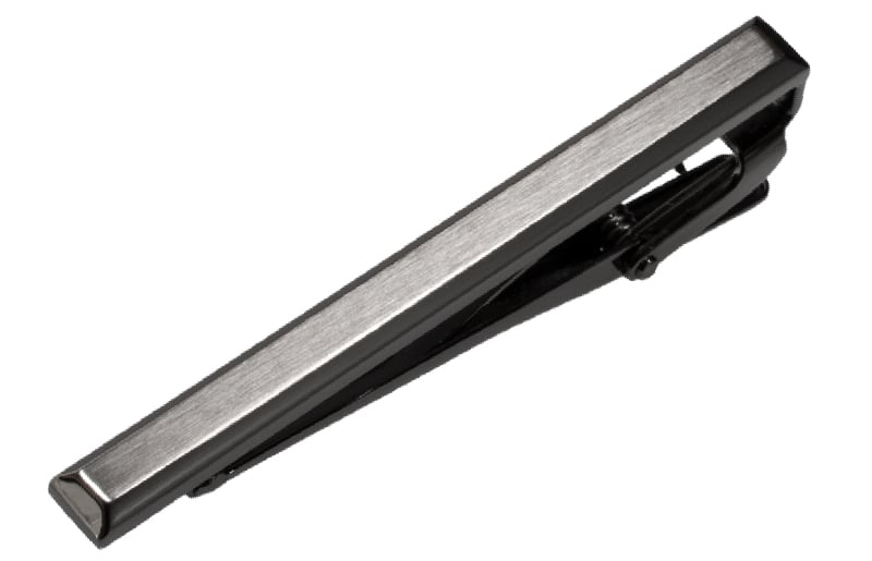 ４面カットネクタイピン ブラックシルバー G2969