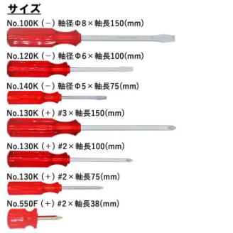 チャンピオンツールの角軸貫通ドライバー　レッド　7本セット　工具　NO.8007K