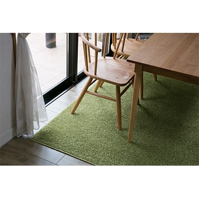 ナイロンラグ　colorシャギー　グリーン (長方形) 1本
