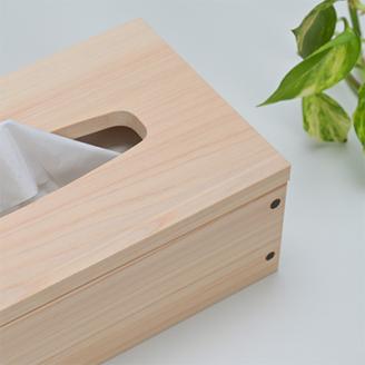 木工品　桧ティッシュケース