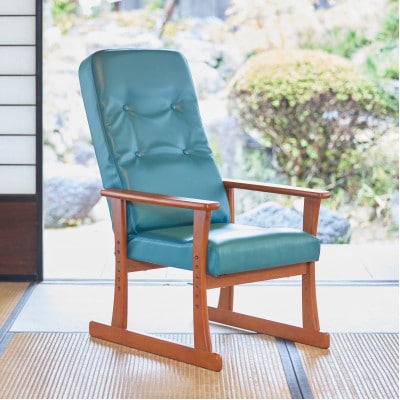 高座椅子 5322 グリーン 座面高410mm 座面高さ調節可能 リクライニング【KIOF】