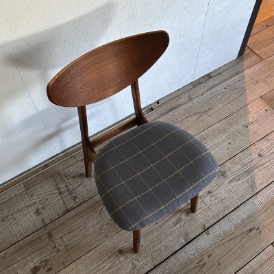 Karl Dining Chair リボン グレー ダークブラウンフレーム【SWOF】