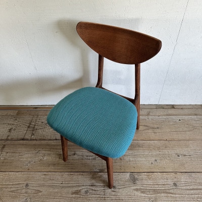 Karl Dining Chair ヘリンボーン ライトブルー ダークブラウンフレーム【SWOF】