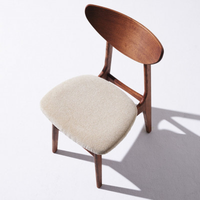 Karl Dining Chair モケット クリンプベージュ ダークブラウンフレーム【SWOF】