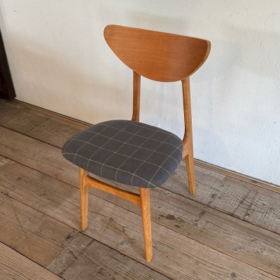 Karl Dining Chair リボン グレー ミディアムブラウンフレーム【SWOF】