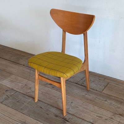 Karl Dining Chair リボン マスタード ミディアムブラウンフレーム【SWOF】