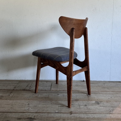 Karl Dining Chair リボン グレー ダークブラウンフレーム【SWOF】